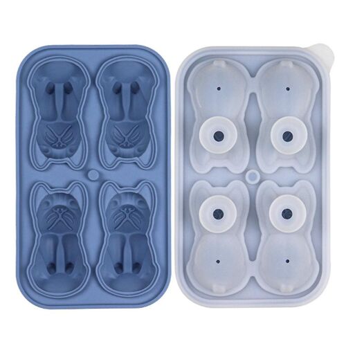 Moule À Glaçons Bouledogue Français, 4 Trous Formes Amusantes Frenchie Bull Chien Ice-Cube Plateau Pour Whisky, Cocktail, Rose