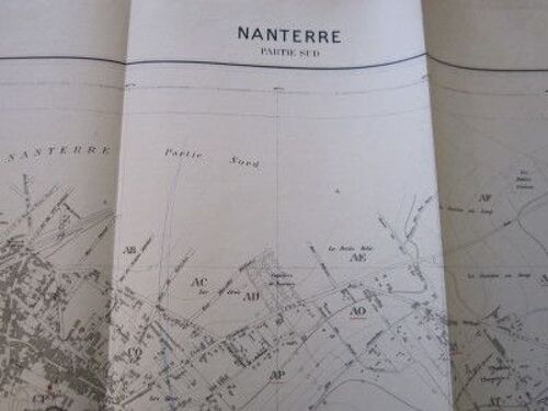 Tableau D¿Assemblage Des Feuilles Du Plan Cadastral : Nanterre, Partie Sud , 100x80 Cm, 1933