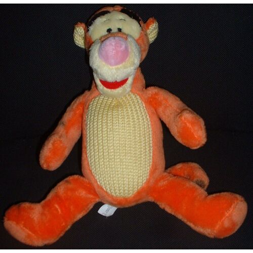 Peluche Doudou Tigrou  Orange Ventre  Jaune Tricotée Disney Nicotoy