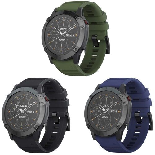 Bracelet De Montre 26mm Bande En Silicone Bracelet Pour Fenix 5x/5x Plus/Fenix 6x/6x Pro/Fenix 3/Fenix 3 Hr/Fenix 7x/Fenix 7x Solar/Fenix 7x Sapphire Solar (Noir + Vert Militaire + Bleu Nuit)