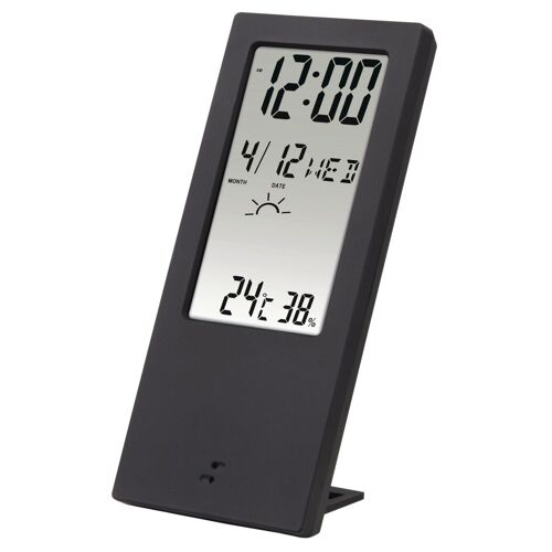 Thermomètre/hygromètre "TH-140", avec indicateur de météo, noir