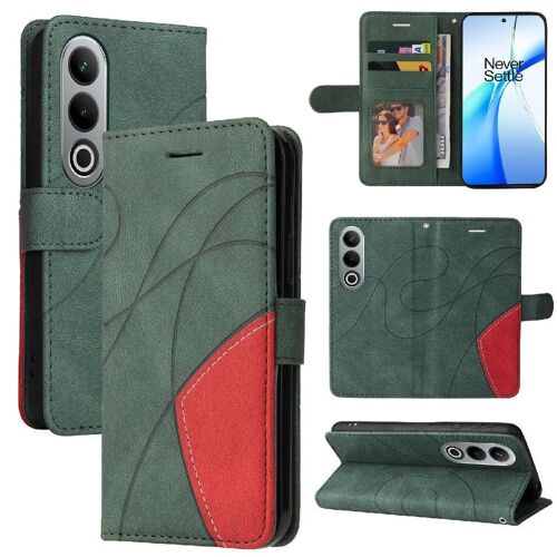 Flip Étui Pour Oneplus Ace 3v 5g Livre Flip Folio Avec Support De Fente Pour Carte Couleur De Couture Bicelle De Protection Portefeuille En Cuir - Vert