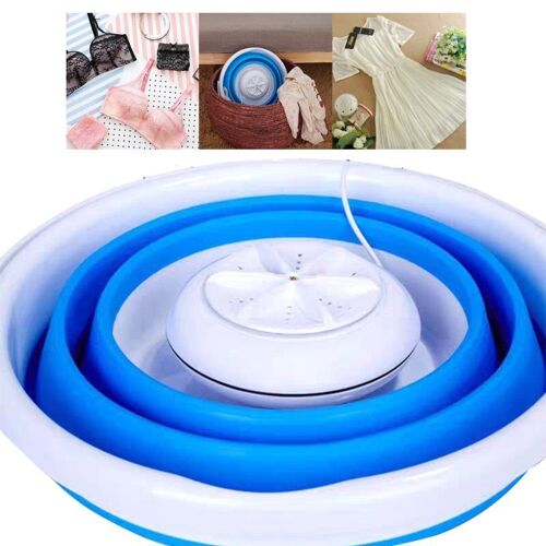 Mini Machine ? Laver Pliable, Lavage ? Turbine Ultrasonique Rotative, Chargeur Usb, Nettoyeur De V¿ºtements Et Linge Pour Voyage 9109-May14A01112