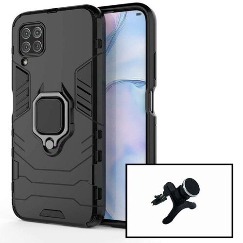 Kit Support Magnétique Renforcé Pour Voiture + Coque Military Defender Ring Anti-Impact Pour Huawei P40 Lite
