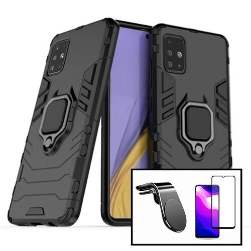 Kit Verre Trempé 5d Full + Coque Military Defender Ring Anti-Impact + Support Magnétique L Pour Voiture Pour Huawei P Smart 2020