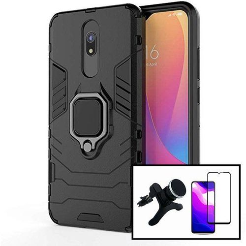 Kit Verre Trempé 5d Full + Coque Military Defender Ring Anti-Impact + Support Magnétique Renforcé Pour Voiture Pour Xiaomi Redmi 8a Pro