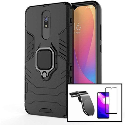 Kit Verre Trempé 5d Full + Coque Military Defender Ring Anti-Impact + Support Magnétique L Pour Voiture Pour Xiaomi Redmi 8a Pro