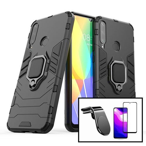 Kit Verre Trempé 5d Full + Coque Military Defender Ring Anti-Impact + Support Magnétique L Pour Voiture Pour Huawei Y6p