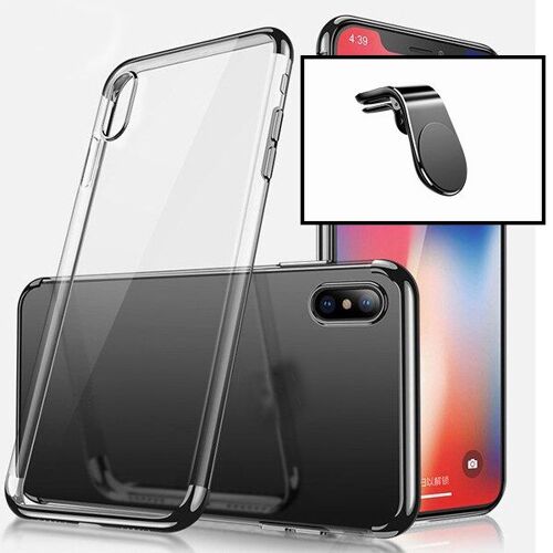 Kit Support Magnétique L Pour Voiture + Coque Slimarmor Pour Iphone Xs Max - Noir