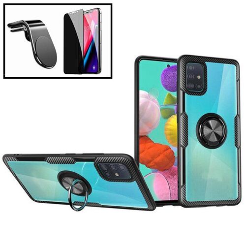 Kit De Verre Trempé 5d Anti-Spy / Intimité + Coque 3x1 Clear Armor + Support Magnétique L Pour Voiture Pour Samsung Galaxy M30