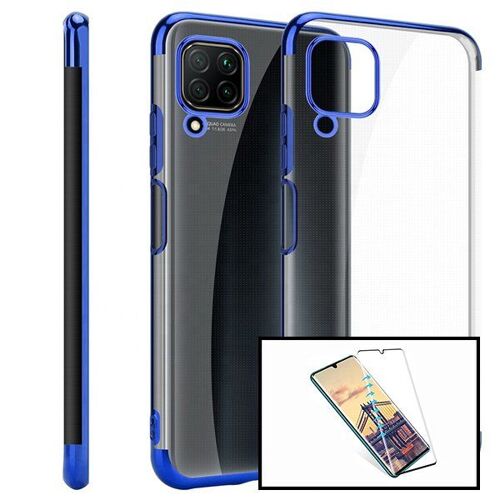 Kit Verre Trempé 5D Full + Coque SlimArmor pour Samsung Galaxy A21s - Bleu