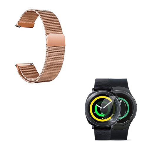 Kit Bracelet Milanese Loop Fermoir Magnétique + Film Protecteur D'Écran en Verre pour Samsung Gear S3 Frontier - Rose