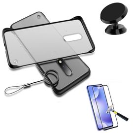 Kit De Verre Trempé 5d Full Cover + Coque Sans Bordures + Support Magnétique De Voiture Pour Xiaomi Mi 9t Pro