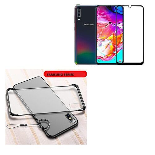 Kit De Verre Trempé 5d Full Cover + Coque Sans Bordures Pour Samsung Galaxy A70