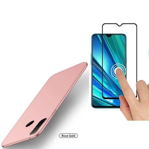 Kit de Verre Trempé 5D Full Cover + Coque Mince et Rigide pour Realme 5 - Rose