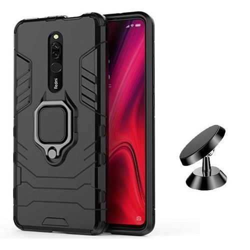 Kit Support Magnétique De Voiture + Coque 3x1 Military Defender Pour Xiaomi Redmi 8a Pro