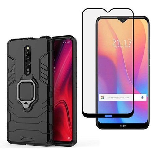 Kit De Verre Trempé 5d Full Cover + Coque 3x1 Military Defender Pour Xiaomi Redmi 8a Pro