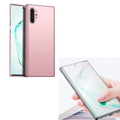 Kit De Verre Trempé 5d Full Cover + Coque Mince Et Rigide Rose Pour Samsung Galaxy Note 10 Plus