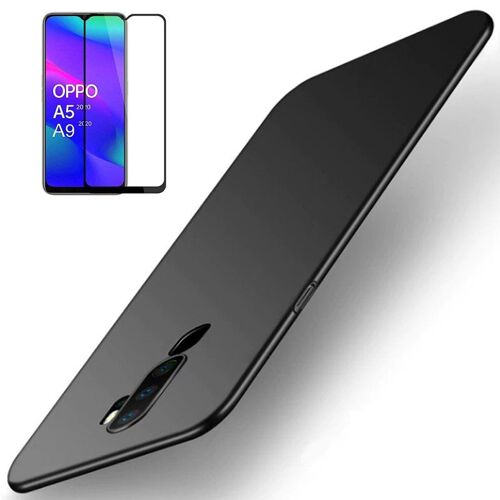 Kit de Verre Trempé 5D Full Cover + Coque Mince et Rigide pour OPPO A5 2020 / A9 2020 - Noir