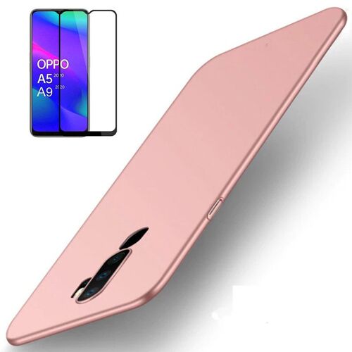 Kit de Verre Trempé 5D Full Cover + Coque Mince et Rigide pour OPPO A5 2020 / A9 2020 - Rose