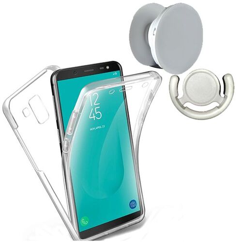 Kit Coque 3x1 360° Anti Choc + 1 GripHolder + 1 Support GripHolder Blanc pour Samsung A6 2018