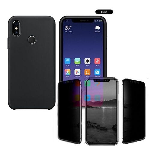 Kit De Verre Trempé Anti-Spy + Coque Silicone Liquide Pour Xiaomi Mi 8 Lite