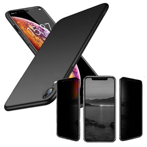 Kit de Verre Trempé 5D Anti-Spy / Intimité + Coque Mince et Rigide pour iPhone XR - Noir