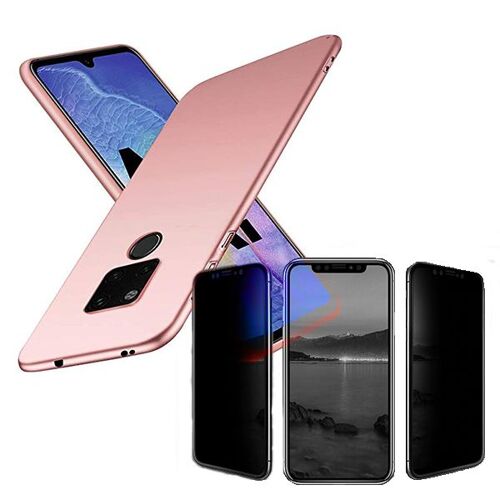 Kit De Verre Trempé 5d Anti-Spy / Intimité + Coque Mince Et Rigide Pour Huawei Mate 20 - Rose