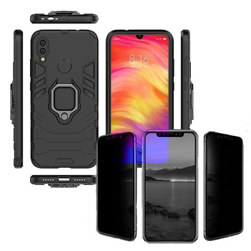 Kit de Verre Trempé 5D Anti-Spy / Intimité + Coque 3X1 Military Defender pour Xiaomi Redmi 7