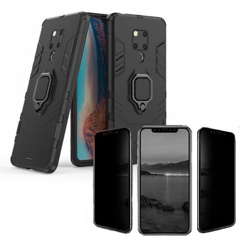 Kit De Verre Trempé 5d Anti-Spy / Intimité + Coque 3x1 Military Defender Pour Huawei Mate 20