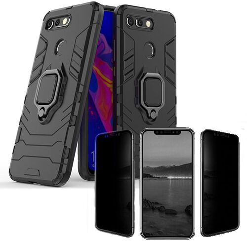 Kit De Verre Trempé 5d Anti-Spy / Intimité + Coque 3x1 Military Defender Pour Honor V20