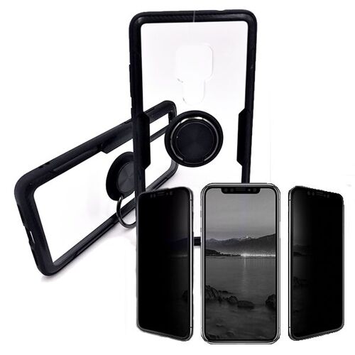 Kit De Verre Trempé 5d Anti-Spy / Intimité + Coque 3x1 Clear Armor Pour Huawei Mate 20
