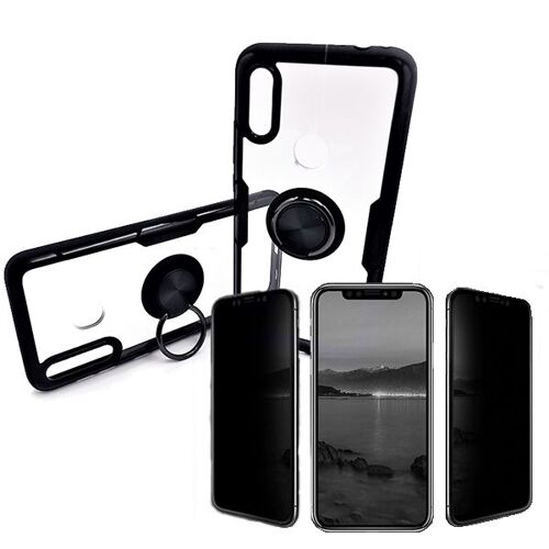 Kit de Verre Trempé 5D Anti-Spy / Intimité + Coque 3x1 Clear Armor pour Xiaomi Redmi 7