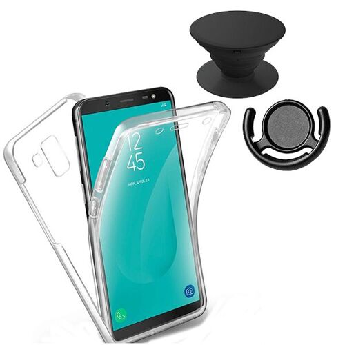 Kit Coque 3x1 360° Anti Choc + 1 GripHolder + 1 Support GripHolder Noir pour Samsung A6 2018