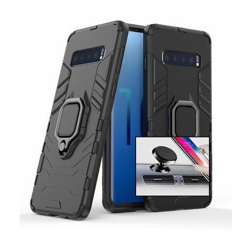 Kit Support Magnétique De Voiture + Coque 3x1 Military Defender Pour Samsung Galaxy S10 Plus