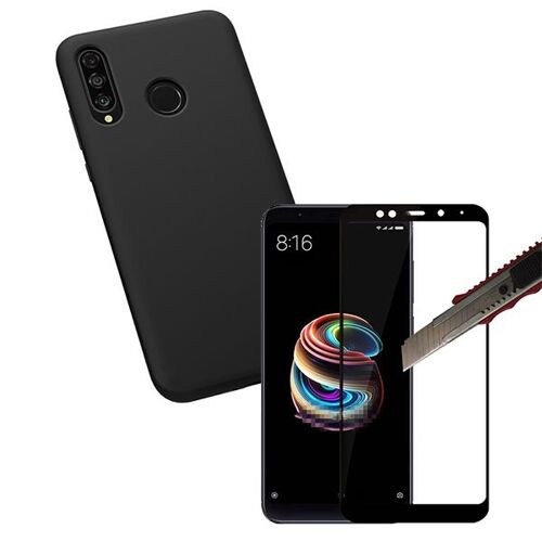 Kit de Verre Trempé 5D Full Cover + Coque Mince et Rigide pour Xiaomi Mi A2 Noir