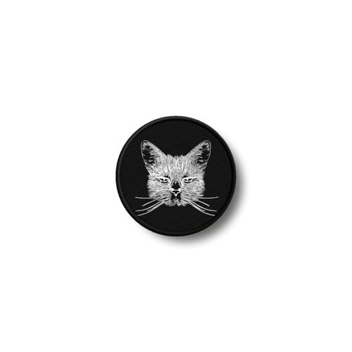 Patch Badge Insigne Ecusson Imprime Thermocollant Chat Chaton Blanc