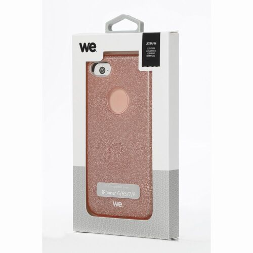 We Coque de protection [IPHONE 7 / 8 / SE 2020] - Coque de Protection Paillettes en TPU Souple - effet brillant et design tendance - Rose