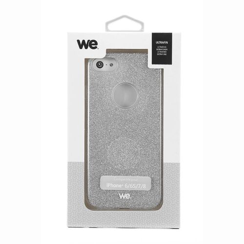 We Coque de protection [IPHONE 7 / 8 / SE 2020] - Coque de Protection Paillettes Argentée en TPU Souple - effet brillant et design tendance