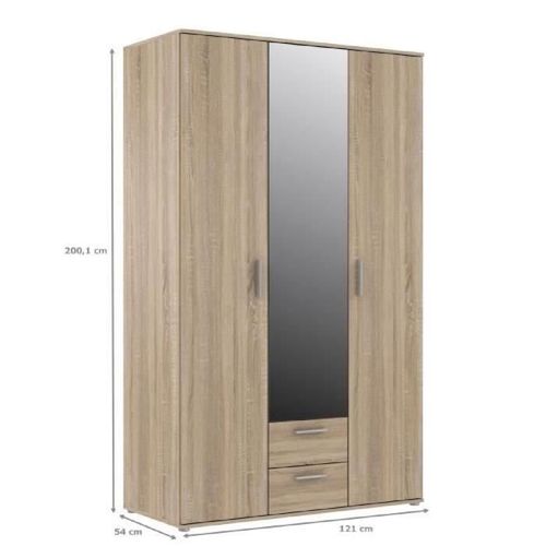 Finlandek Armoire De Chambre Selkeä Style Contemporain Décor Chene Sonoma - L 121 Cm