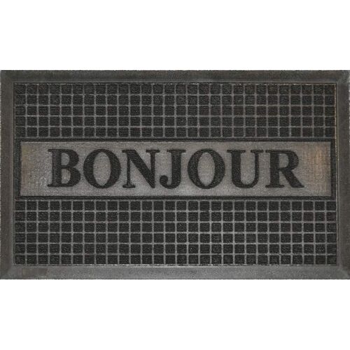 Paris Prix - Tapis D'entrée "Bonjour" 45x75cm Noir