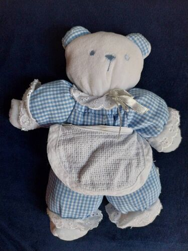 Ours Blanc Vichy Bleu Grelot