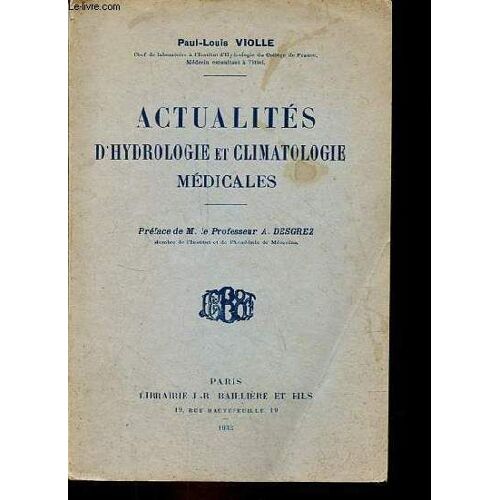 Actualités D Hydrologie Et Climatologie Médicales.