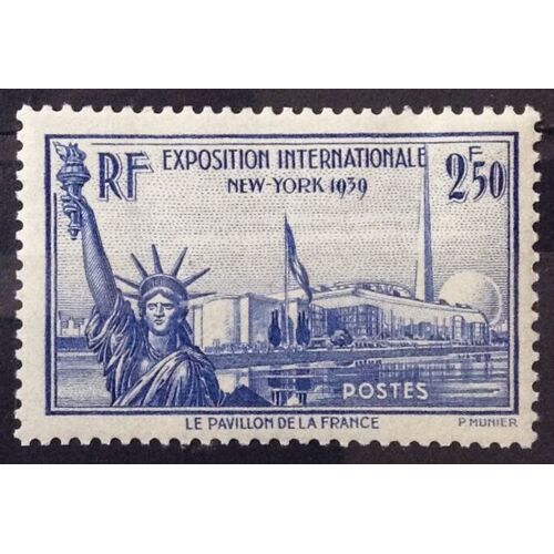 Exposition Internationale New-York 1939 - Pavillon De La France - 2f50 Outremer (Superbe N° 458) Neuf* - Cote 11,00 - France Année 1940 - N29359