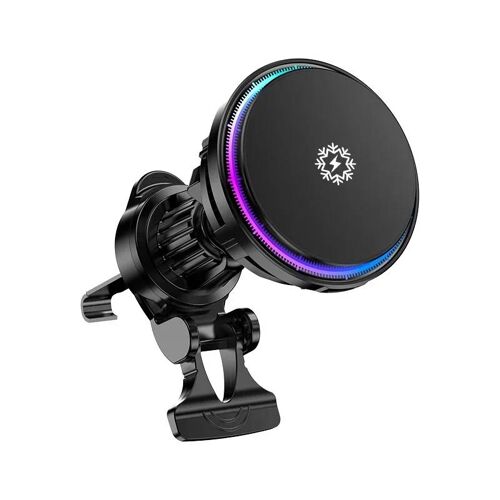 Chargeur de voiture magnétique sans fil à refroidissement par glace, support de téléphone de voiture MacSafe, station de charge rapide, iPhone 15 14 13 12 Pro Max, 30W black