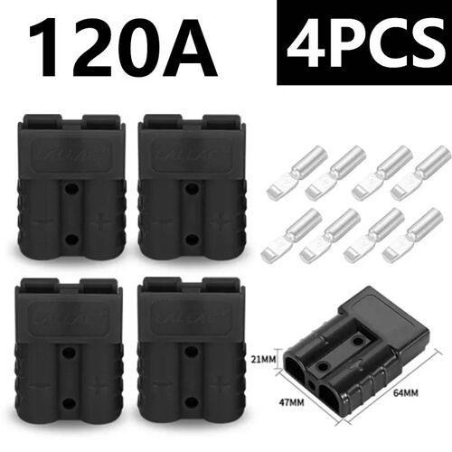 Connecteur De Prise Anderson 50a/120a, 4 Pièces/2 Paires, Prise De Charge De Batterie, Connecteurs Anderson, Courant Élevé Black 120a