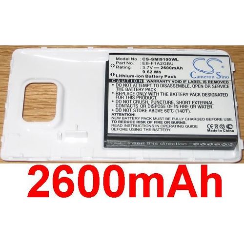 Batterie Pour Samsung Galaxy S Ii, Samsung Galaxy S2, Samsung Gt-I9100, P/N: Eb-F1a2gbu, Eb-Fla2gbu, Eb-L102gbk, Avec Cache, **2600mah**