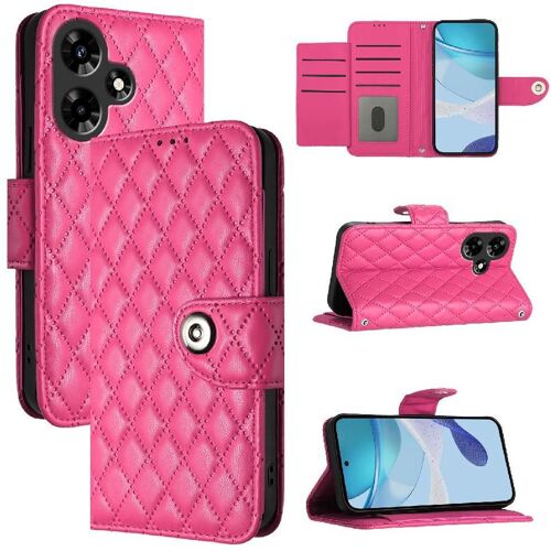 Étui Pour Infinix Hot 30i Protection Élégante Antichoc Titulaire De La Carte Bande De Poignet Portefeuille Couverture - Rose Rouge
