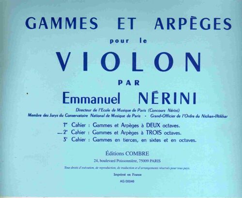 Gammes Et Arpèges Pour Le Violon Par Emmanuel Nerini- 2e Cahier