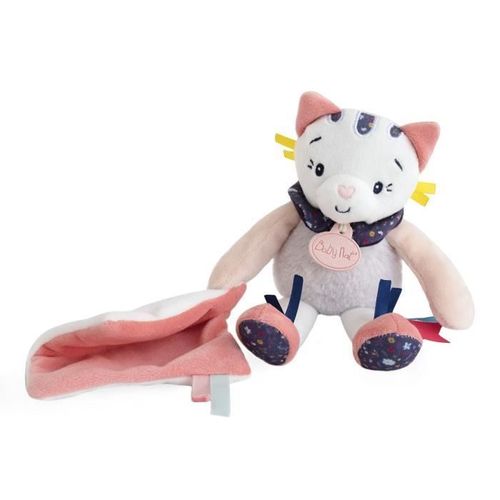 Doudou Chat Baby Nat Pollen Peluche Mouchoir Petit Carre Rose Blanc Jouet Babynat